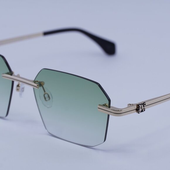 Palm Angels PERI10G QUARTZ 7654 Sunglasses Gold Geometric Frame, Green Lenses - Picture 4 of 11